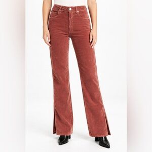 Anthropologie AMO Liz Split Flare velvet Pants Rust/Rose Size 25